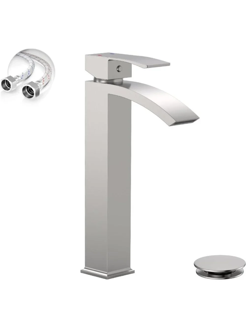 Stylish Brushed Nickel Waterfall Vessel Sink Faucet for Modern Bathrooms